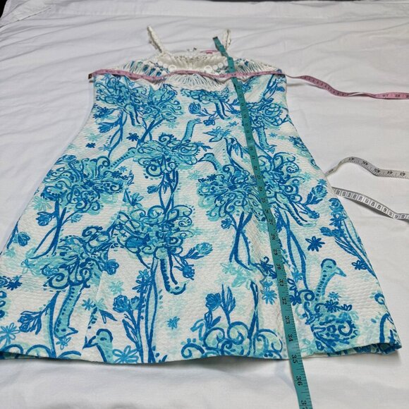 Lilly Pulitzer Pearl Dress Blue Flamingo Print Women’s Size 8 EUC - Picture 11 of 11